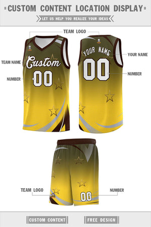 Custom Olive Gold Gradient Star Graffiti Pattern Sports Uniform Basketball Jersey