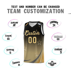 Custom Black Khaki Gradient Star Graffiti Pattern Sports Uniform Basketball Jersey