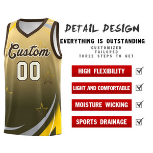 Custom Khaki Olive Gradient Star Graffiti Pattern Sports Uniform Basketball Jersey