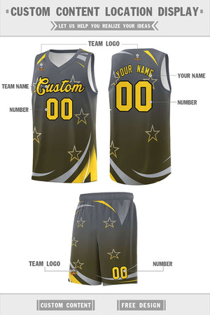 Custom Dark Gray Olive Gradient Star Graffiti Pattern Sports Uniform Basketball Jersey