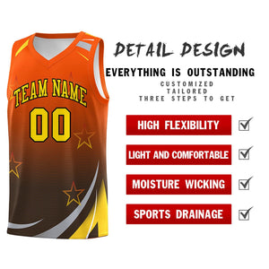 Custom Orange Black Gradient Star Graffiti Pattern Sports Uniform Basketball Jersey