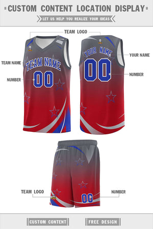 Custom Dark Gray Red Gradient Star Graffiti Pattern Sports Uniform Basketball Jersey