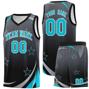 Custom Dark Gray Black Gradient Star Graffiti Pattern Sports Uniform Basketball Jersey