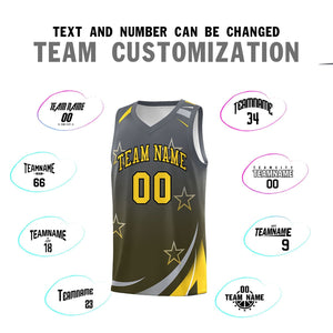 Custom Dark Gray Olive Gradient Star Graffiti Pattern Sports Uniform Basketball Jersey