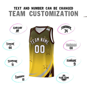 Custom Olive Gold Gradient Star Graffiti Pattern Sports Uniform Basketball Jersey