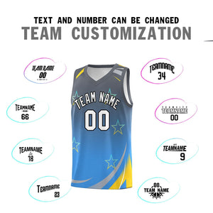 Custom Gray Powder Blue Gradient Star Graffiti Pattern Sports Uniform Basketball Jersey