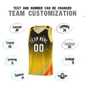 Custom Black Gold Gradient Star Graffiti Pattern Sports Uniform Basketball Jersey