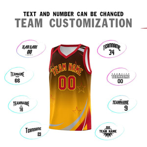 Custom Brown Yellow Gradient Star Graffiti Pattern Sports Uniform Basketball Jersey