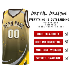 Custom Khaki Olive Gradient Star Graffiti Pattern Sports Uniform Basketball Jersey