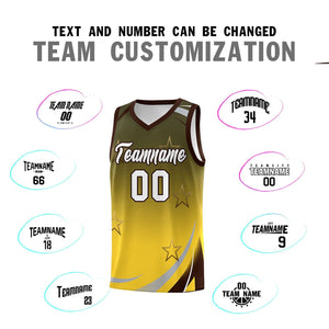 Custom Olive Gold Gradient Star Graffiti Pattern Sports Uniform Basketball Jersey