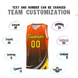 Custom Orange Black Gradient Star Graffiti Pattern Sports Uniform Basketball Jersey