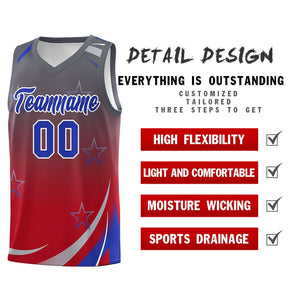 Custom Dark Gray Red Gradient Star Graffiti Pattern Sports Uniform Basketball Jersey