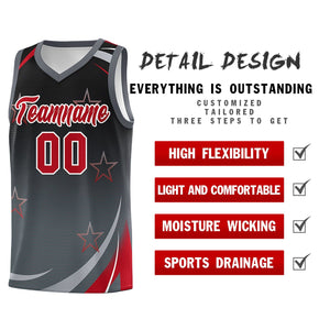 Custom Black Dark Gray Gradient Star Graffiti Pattern Sports Uniform Basketball Jersey