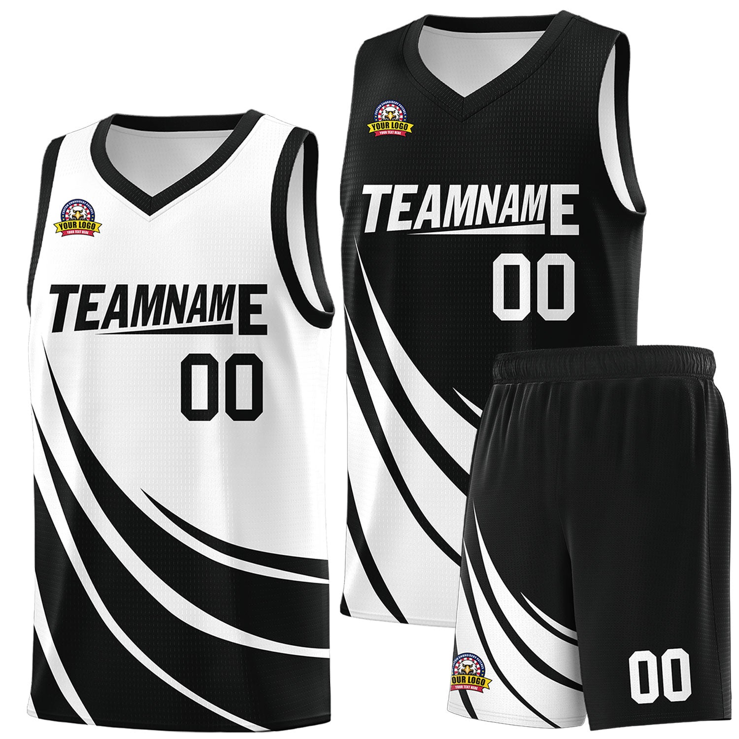 Custom Black White Double Side Sets Design Sportswear Basketball Jersey