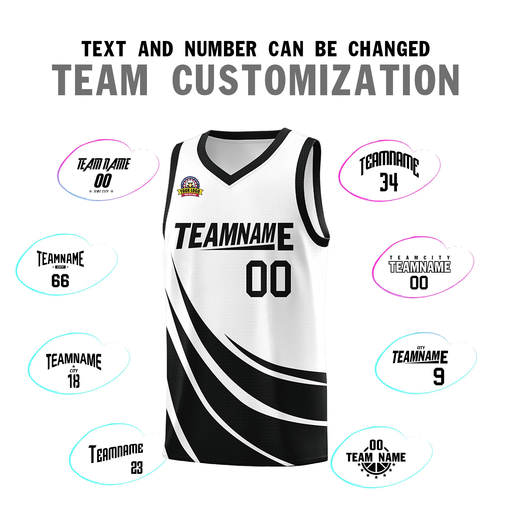 Custom Black White Double Side Sets Design Sportswear Basketball Jersey