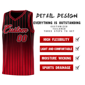 Custom Black Red Gradient Fashion Sets Sports Stripe Uniform Basketball Jersey