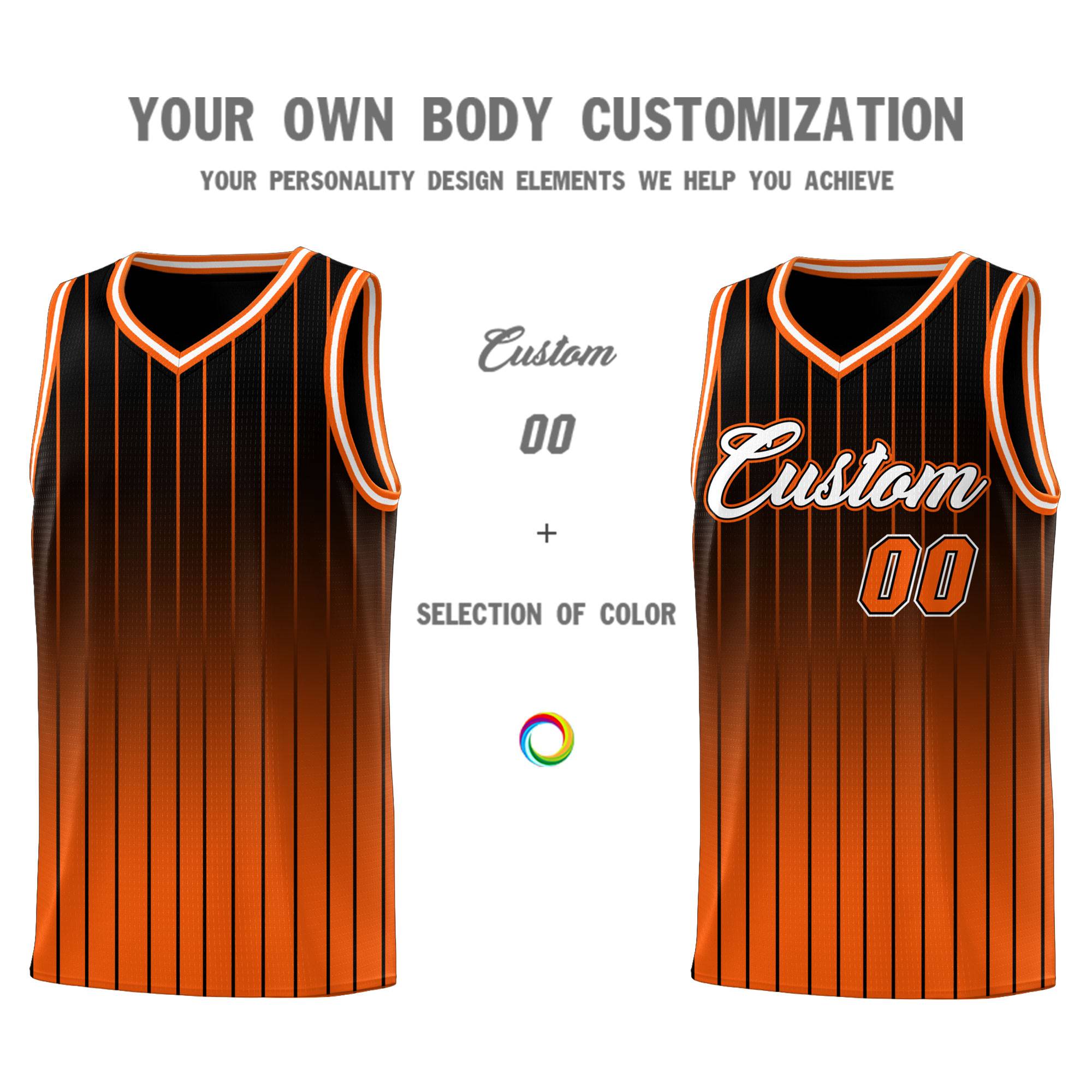 Custom Black Orange Gradient Fashion Sets Sports Stripe Uniform Basketball Jersey