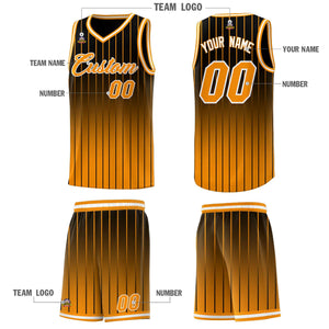 Custom Black Orange Gradient Fashion Sets Sports Stripe Uniform Basketball Jersey