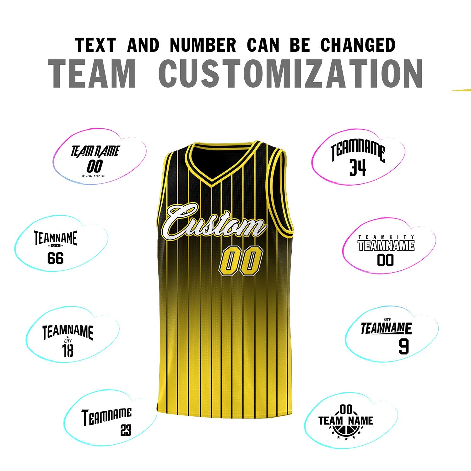 Custom Black Gold Gradient Fashion Sets Sports Stripe Uniform Basketball Jersey