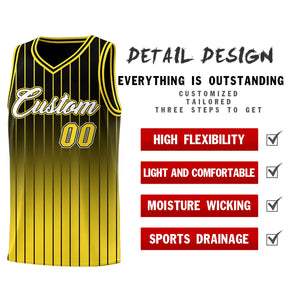 Custom Black Gold Gradient Fashion Sets Sports Stripe Uniform Basketball Jersey