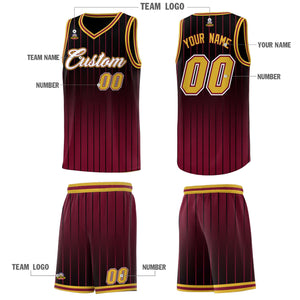 Custom Black Crimson Gradient Fashion Sets Sports Stripe Uniform Basketball Jersey