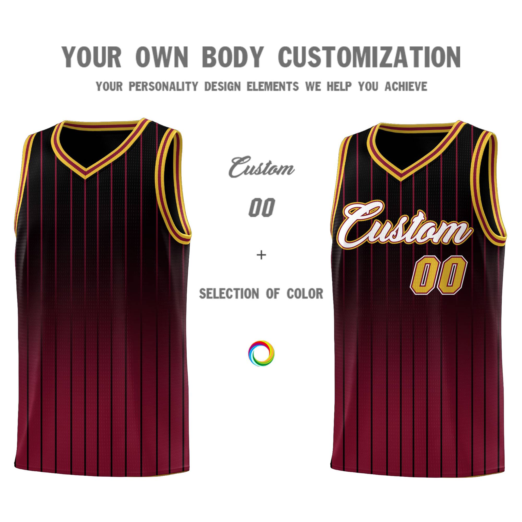 Custom Black Crimson Gradient Fashion Sets Sports Stripe Uniform Basketball Jersey