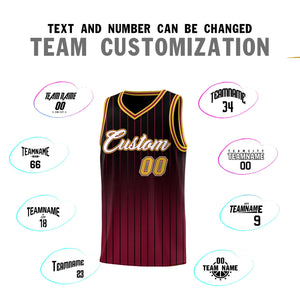 Custom Black Crimson Gradient Fashion Sets Sports Stripe Uniform Basketball Jersey