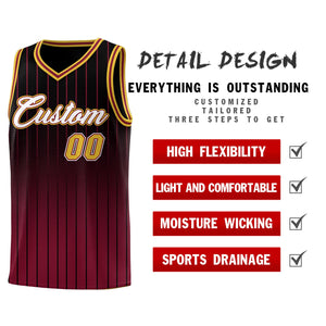 Custom Black Crimson Gradient Fashion Sets Sports Stripe Uniform Basketball Jersey