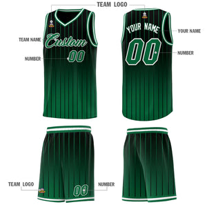 Custom Black Green Gradient Fashion Sets Sports Stripe Uniform Basketball Jersey