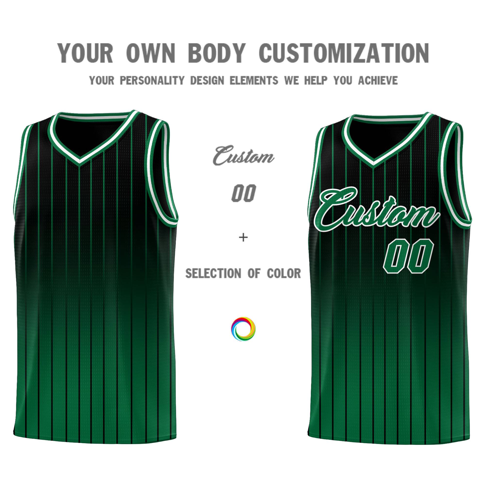 Custom Black Green Gradient Fashion Sets Sports Stripe Uniform Basketball Jersey