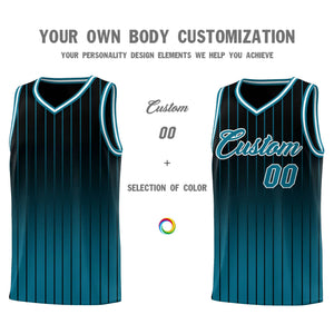 Custom Black Aqua Gradient Fashion Sets Sports Stripe Uniform Basketball Jersey