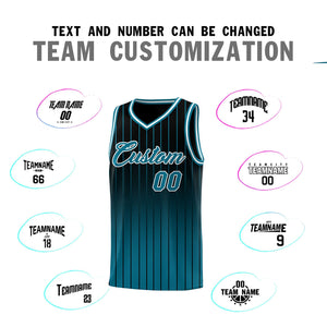 Custom Black Aqua Gradient Fashion Sets Sports Stripe Uniform Basketball Jersey