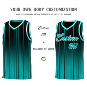 Custom Black Aqua Gradient Fashion Sets Sports Stripe Uniform Basketball Jersey