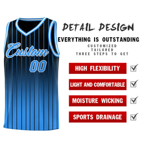 Custom Black Powder Blue Gradient Fashion Sets Sports Stripe Uniform Basketball Jersey