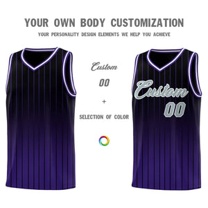 Custom Black Purple Gradient Fashion Sets Sports Stripe Uniform Basketball Jersey