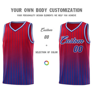 Custom Red Royal Gradient Fashion Sets Sports Stripe Uniform Basketball Jersey