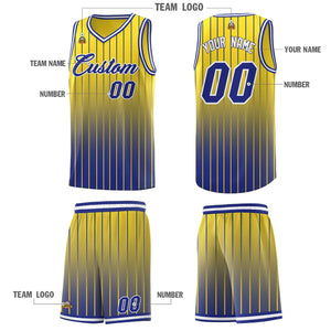 Custom Gold Royal Gradient Fashion Sets Sports Stripe Uniform Basketball Jersey