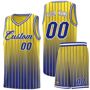 Custom Gold Royal Gradient Fashion Sets Sports Stripe Uniform Basketball Jersey