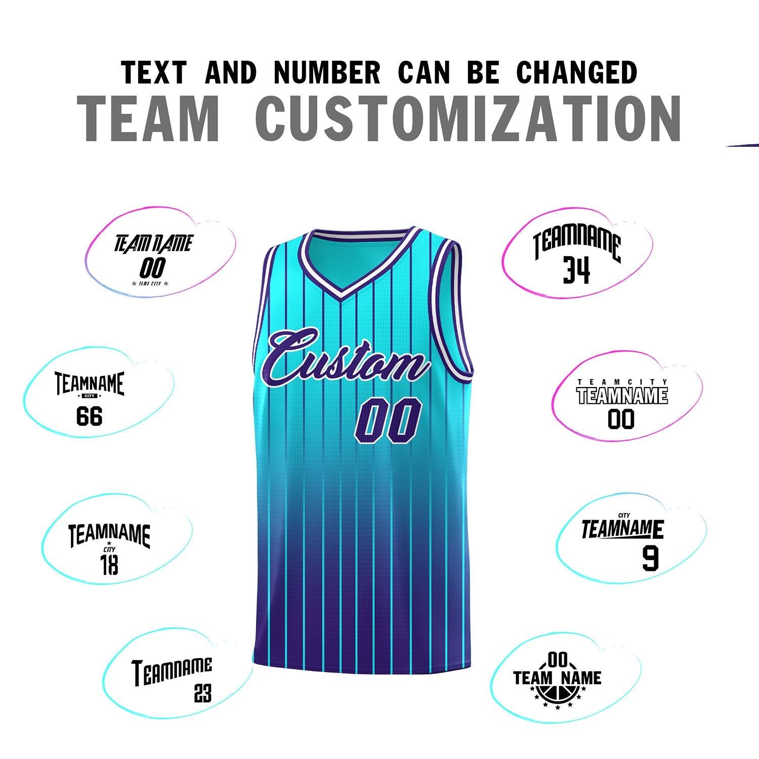 Custom Sky Blue Purple Gradient Fashion Sets Sports Stripe Uniform Basketball Jersey