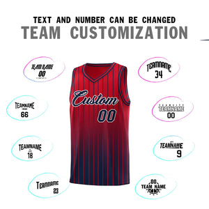 Custom Red Navy Gradient Fashion Sets Sports Stripe Uniform Basketball Jersey