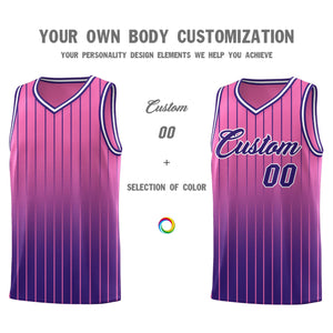 Custom Pink Purple Gradient Fashion Sets Sports Stripe Uniform Basketball Jersey