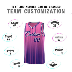 Custom Pink Purple Gradient Fashion Sets Sports Stripe Uniform Basketball Jersey