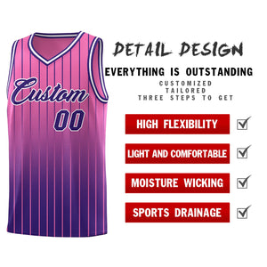 Custom Pink Purple Gradient Fashion Sets Sports Stripe Uniform Basketball Jersey