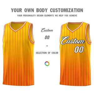 Custom Gold Orange Gradient Fashion Sets Sports Stripe Uniform Basketball Jersey