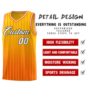 Custom Gold Orange Gradient Fashion Sets Sports Stripe Uniform Basketball Jersey