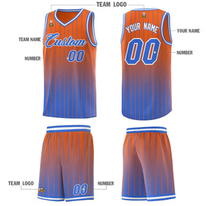 Custom Orange Powder Blue Gradient Fashion Sets Sports Stripe Uniform Basketball Jersey