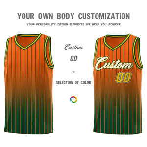 Custom Orange Green Gradient Fashion Sets Sports Stripe Uniform Basketball Jersey