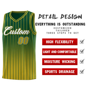 Custom Green Old Gold Gradient Fashion Sets Sports Stripe Uniform Basketball Jersey