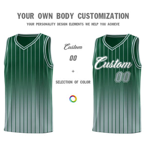 Custom Green Silver Gradient Fashion Sets Sports Stripe Uniform Basketball Jersey