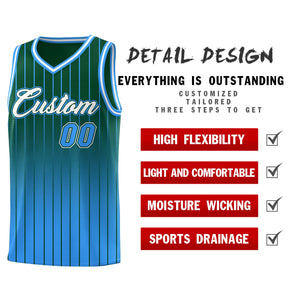 Custom Green Powder Blue Gradient Fashion Sets Sports Stripe Uniform Basketball Jersey